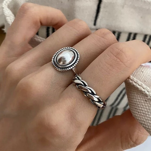 NEW Retro 925 Sterling Silver Dome Link Band Ring - Picture 1 of 9